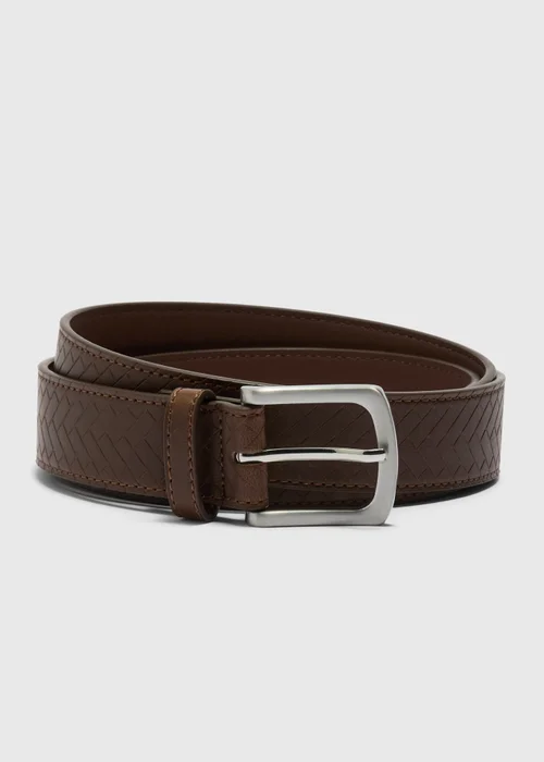 Brown Herringbone Embossed Belt - 2XL/3XL Image 1