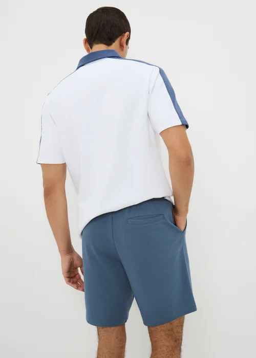 Blue Textured Co Ord Shorts - S Image 3