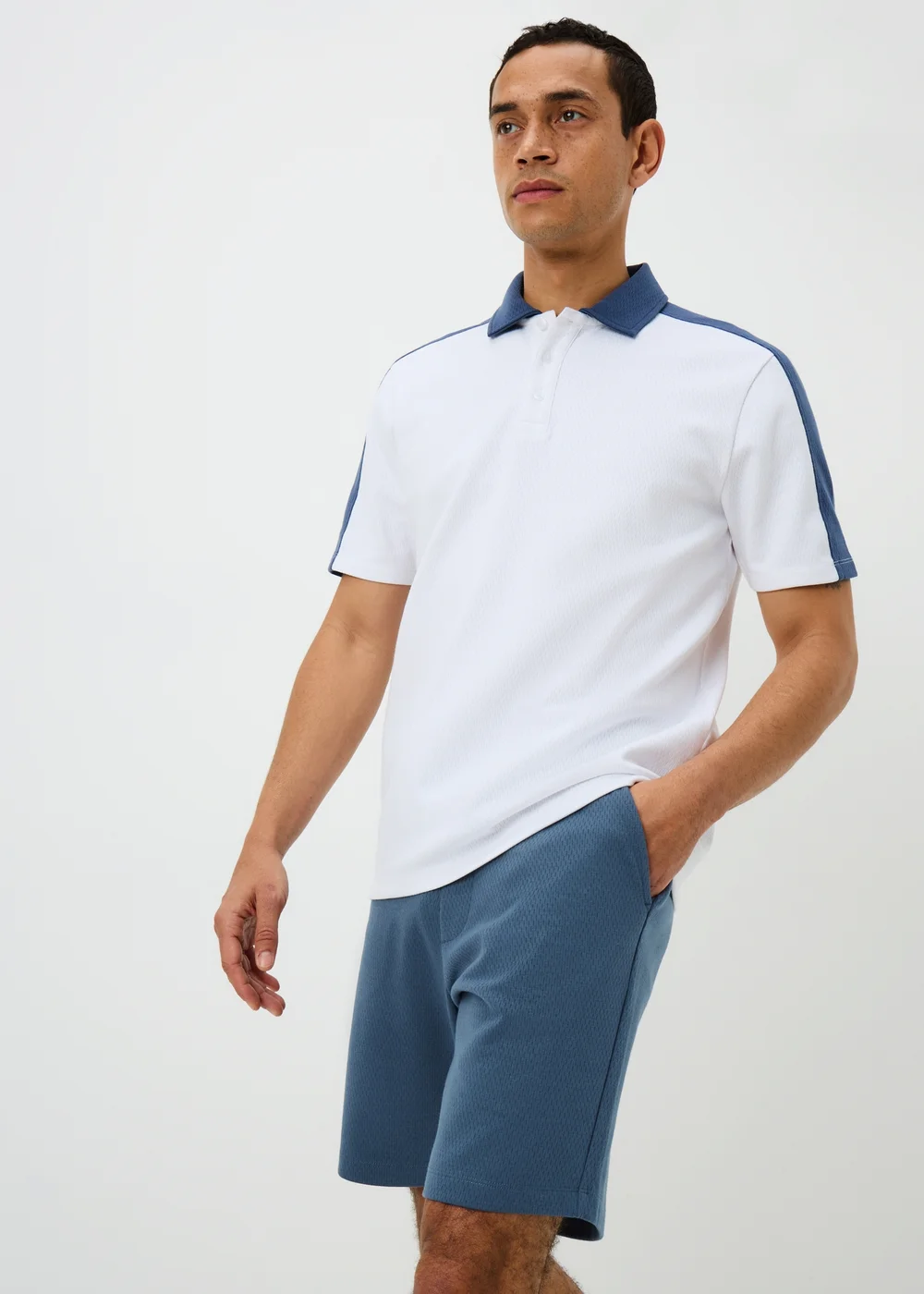 Blue Textured Co Ord Shorts - S Image 1