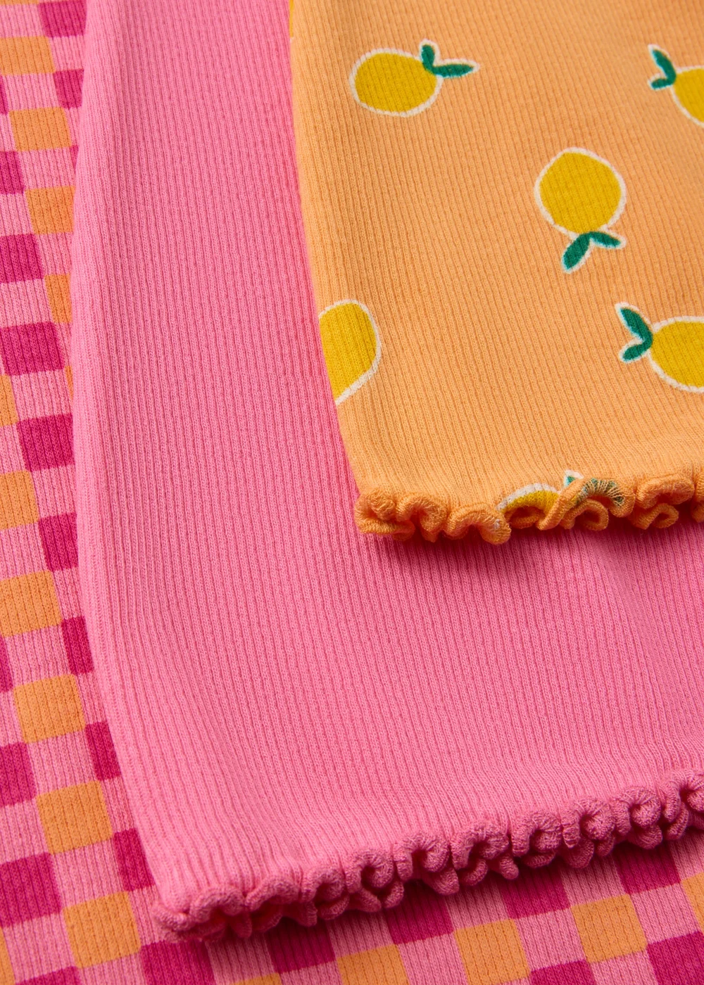 3 Pack Girls Pink Lemon Check Flare Leggings (1-7yrs) - 1 to 1 half years Image 2