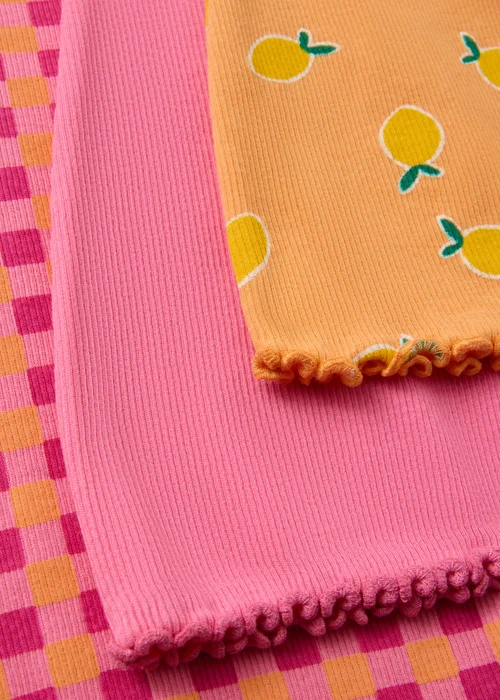 3 Pack Girls Pink Lemon Check Flare Leggings (1-7yrs) - 1 to 1 half years Image 2