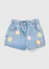 Girls Light Wash Flower Denim Shorts (1-7yrs) - 1 to 1 half years Image 1