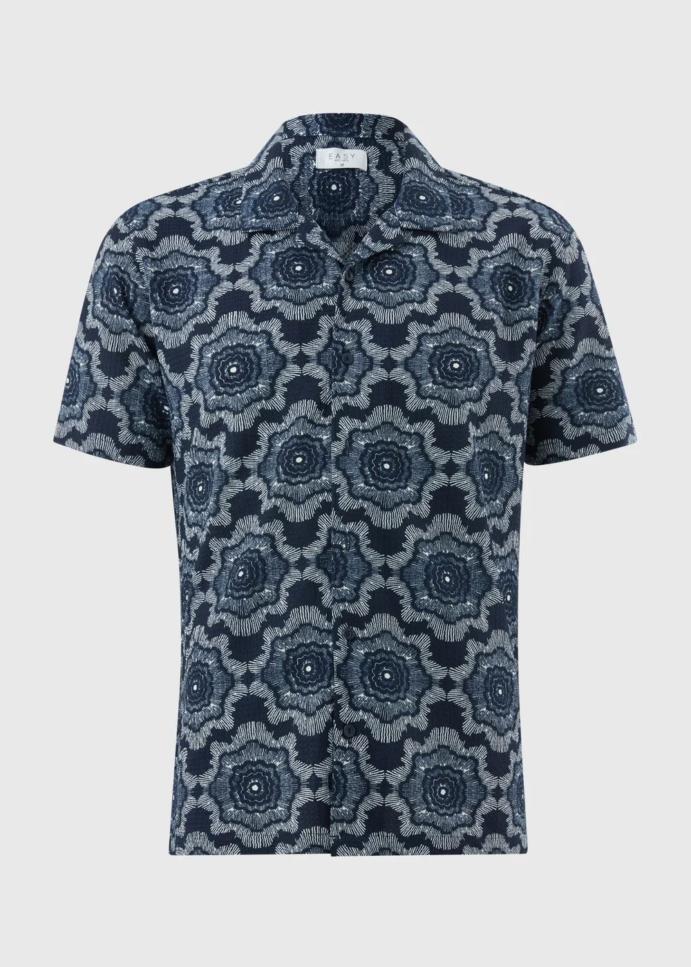 Navy Floral Crinkle Shirt - Small Image 1