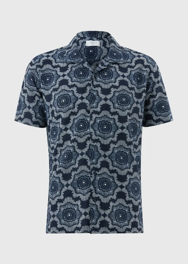Navy Floral Crinkle Shirt