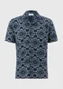 Navy Floral Crinkle Shirt - Small Image 1