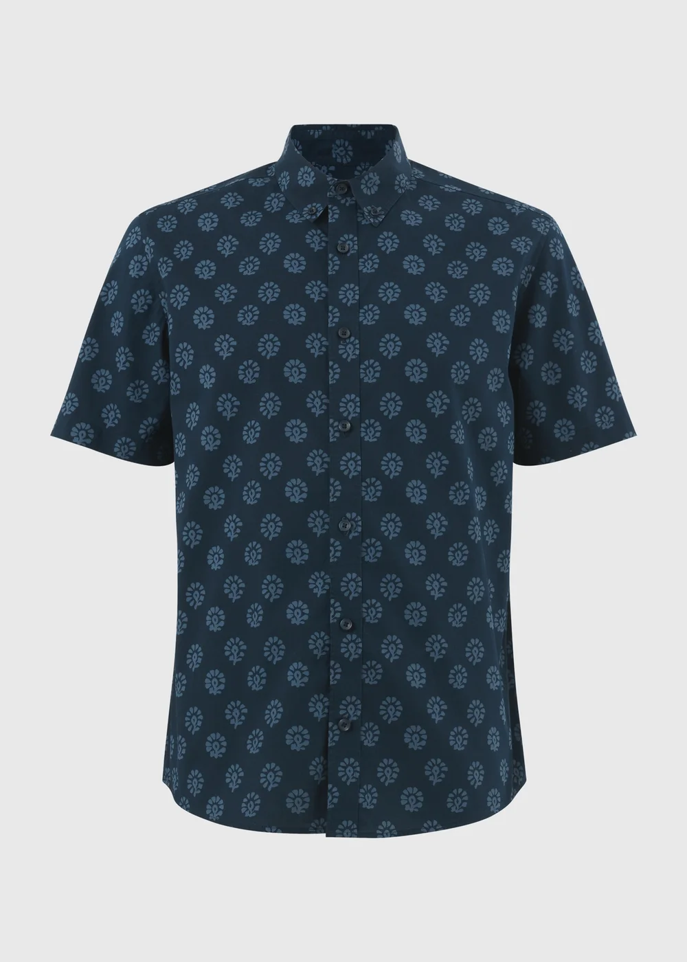 Navy Geo Short Sleeve Shirt - Small Image 4