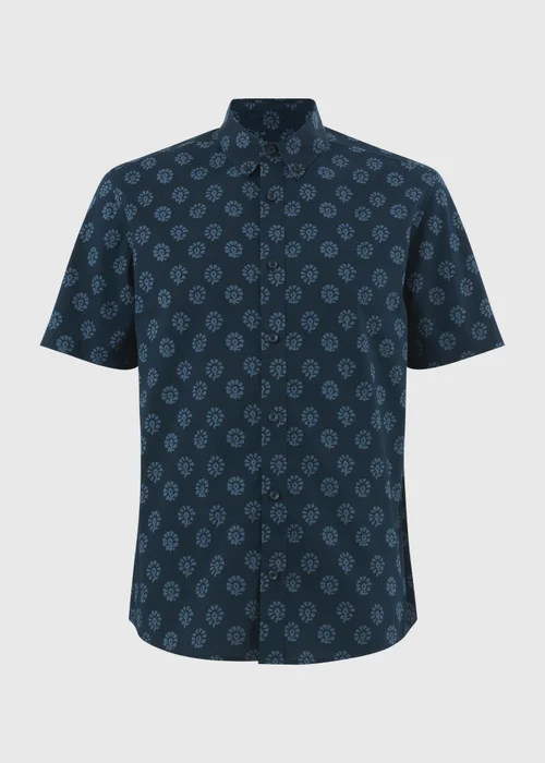 Navy Geo Short Sleeve Shirt - Small Image 3