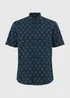 Navy Geo Short Sleeve Shirt - Small Image 4