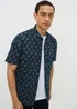 Navy Geo Short Sleeve Shirt - Small Image 1