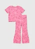 Girls Pink Butterfly Ribbed Top & Flare Set (1-7yrs) - 1 to 1 half years Image 1