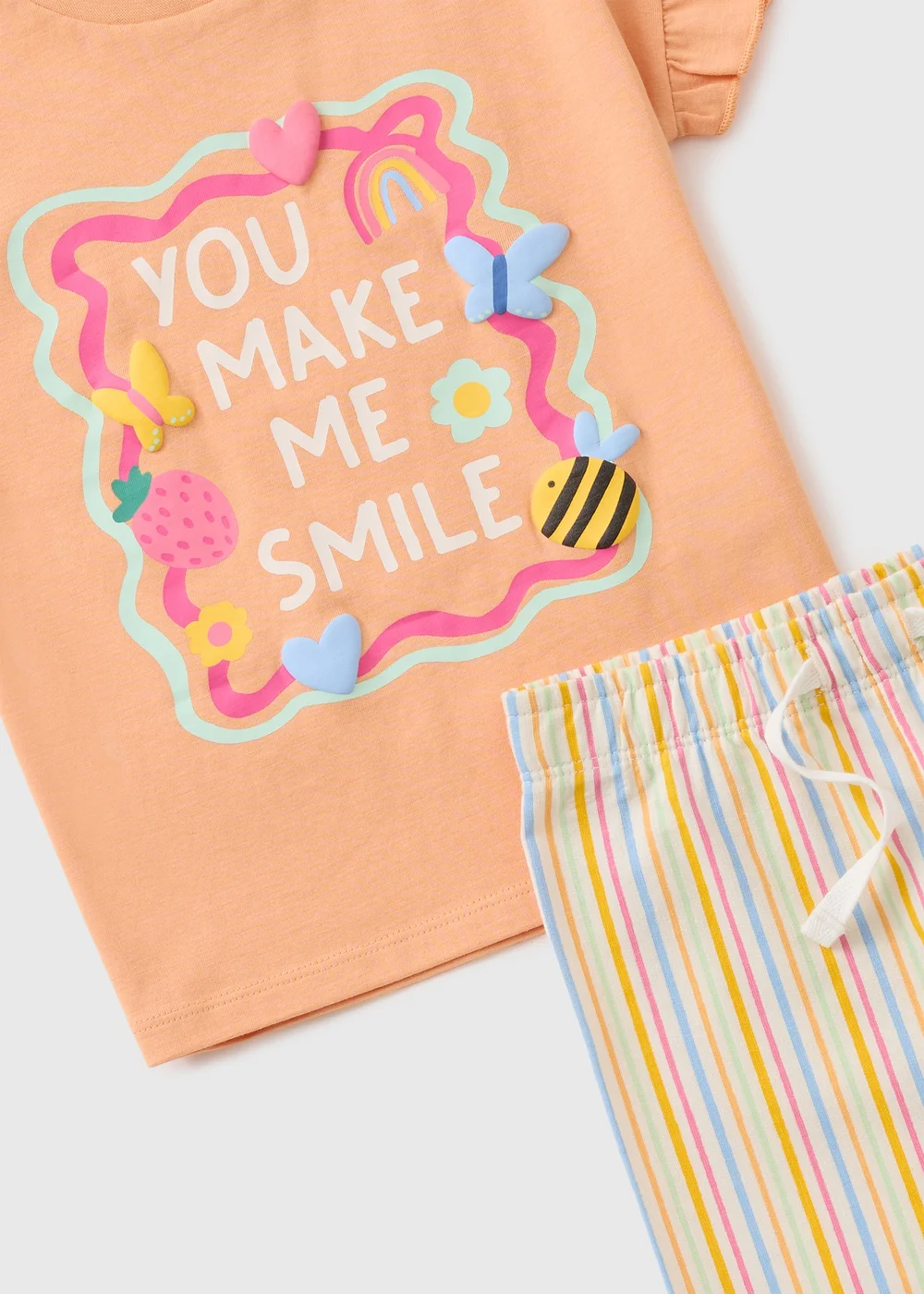 Girls Peach Smile Stripe Top & Trouser Set (1-7yrs) - 1 to 1 half years Image 2