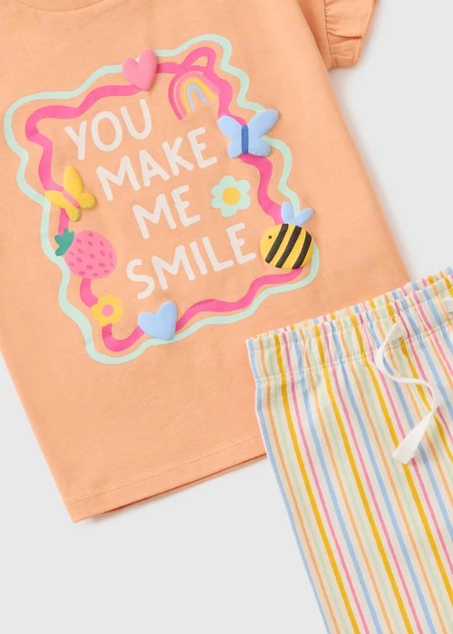 Girls Peach Smile Stripe Top & Trouser Set (1-7yrs) - 1 to 1 half years Image 2