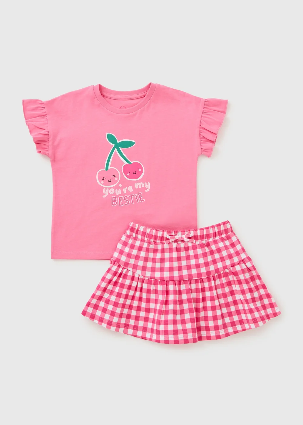 Girls Pink Cherry Bestie Top & Skort Set (1-7yrs) - 1 to 1 half years Image 1