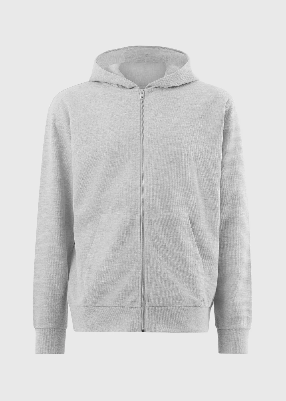 Grey Textured Zip Up Co Ord Hoodie - Small Image 4