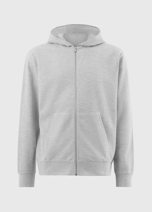 Grey Textured Zip Up Co Ord Hoodie - Small Image 4