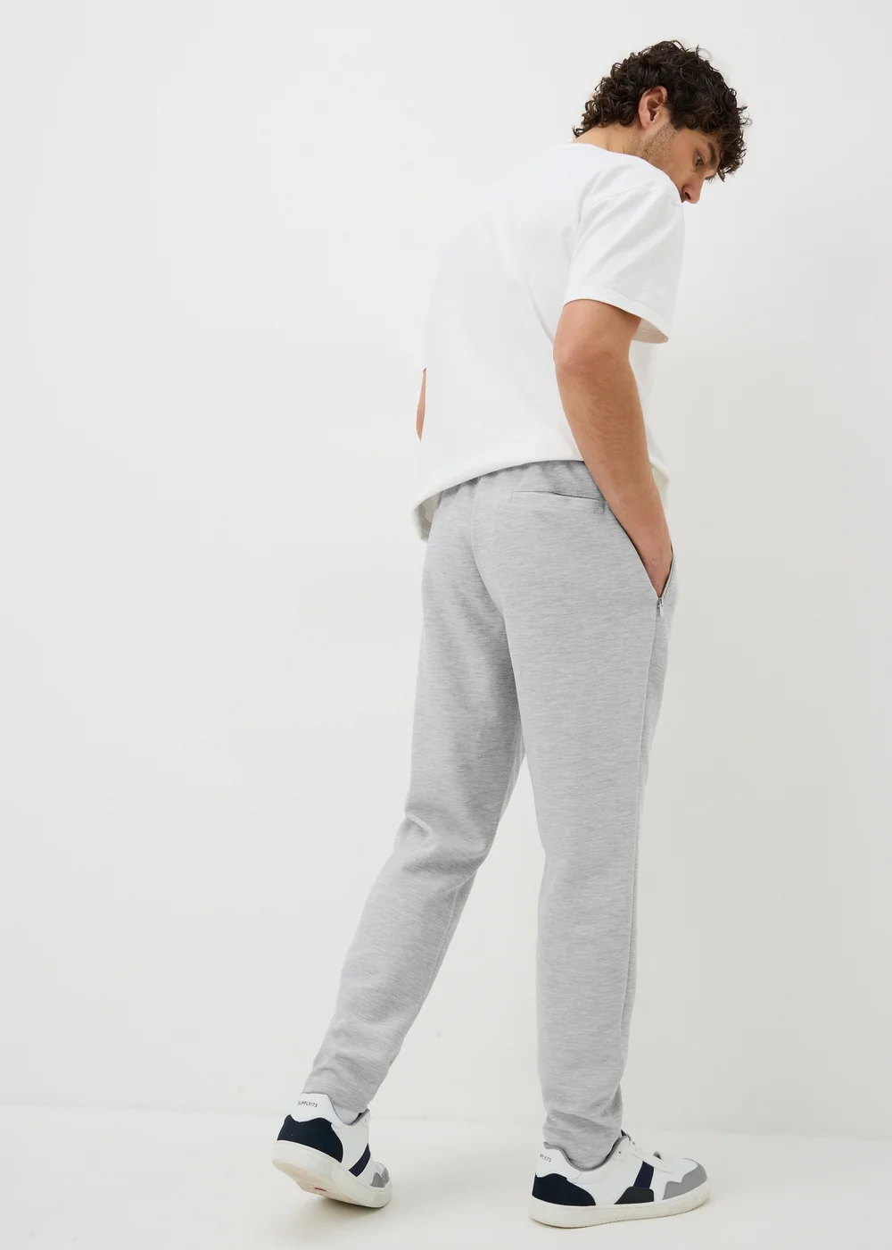 Grey Seam Front Tapered Co Ord Jogging Bottoms - Small Image 2