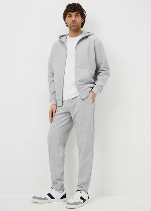 Grey Seam Front Tapered Co Ord Jogging Bottoms - Small Image 1