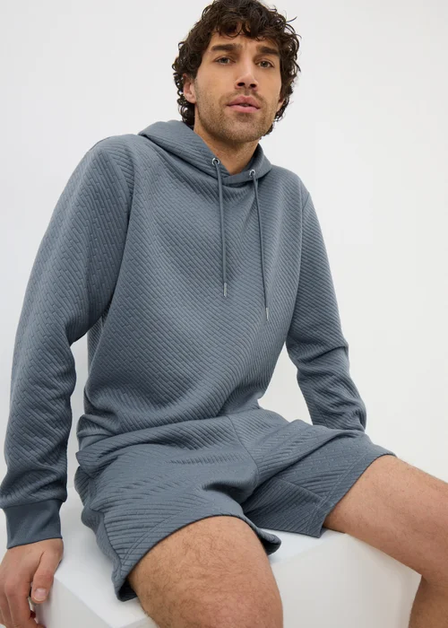 Blue Textured Co Ord Hoodie - Small Image 1