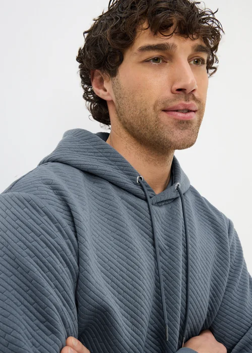 Blue Textured Co Ord Hoodie - Small Image 3