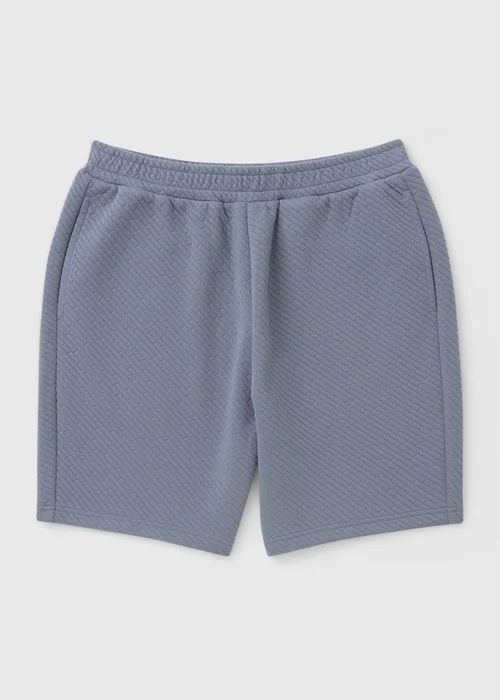 Blue Textured Co-Ord Jogging Shorts - Small Image 4