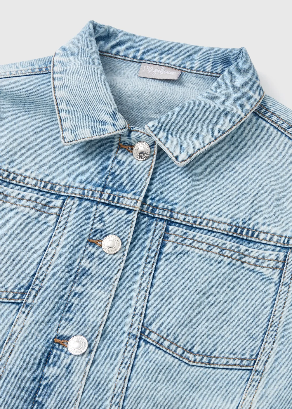 Girls Mid Wash Denim Jacket (7-15yrs) - Age 7 Years Image 2