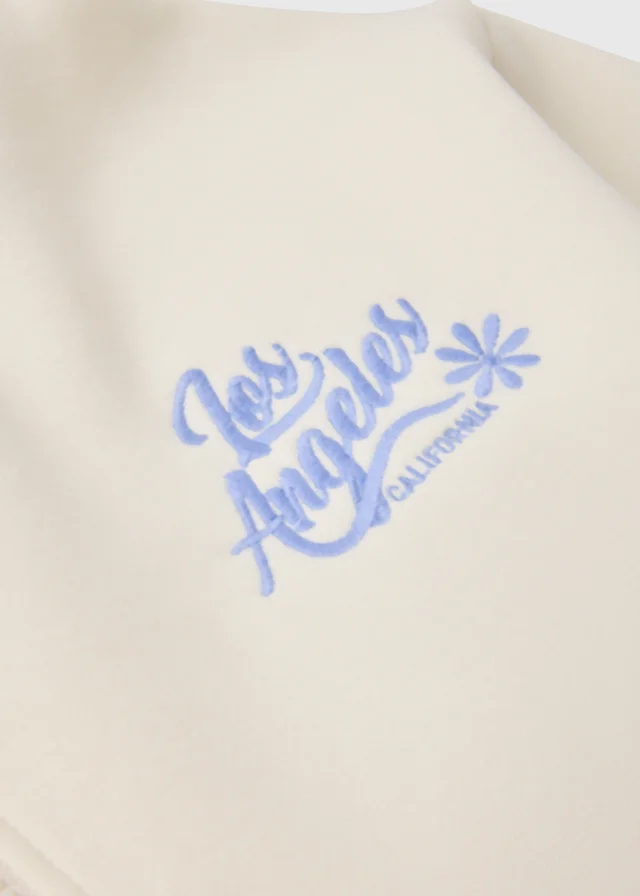Girls Cream Los Angles Zip Hoodie (7-15yrs)