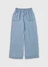Girls Blue Pinstripe Wide Leg Trousers - Age 7 Years Image 1