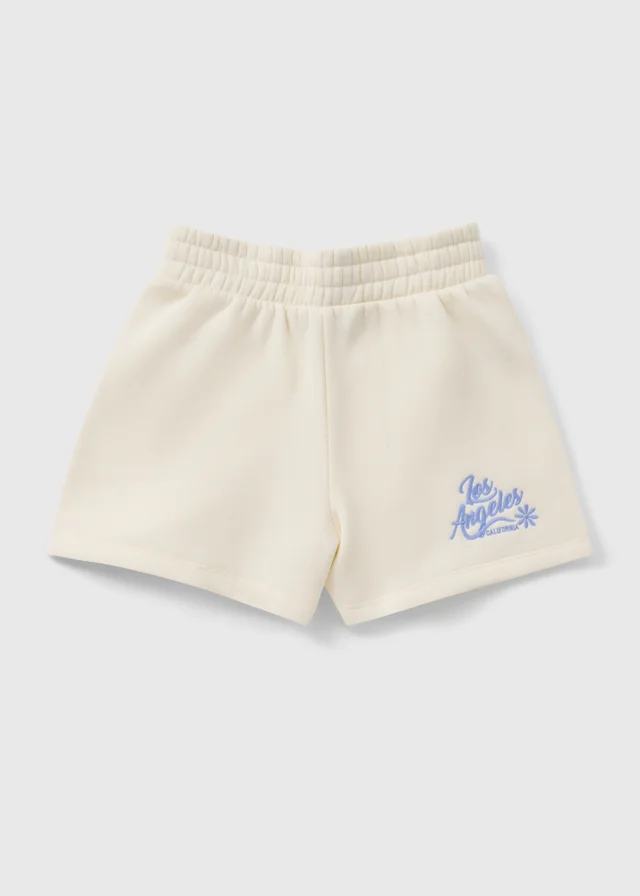 Girls Cream Los Angles Jogger Shorts (7-15yrs)