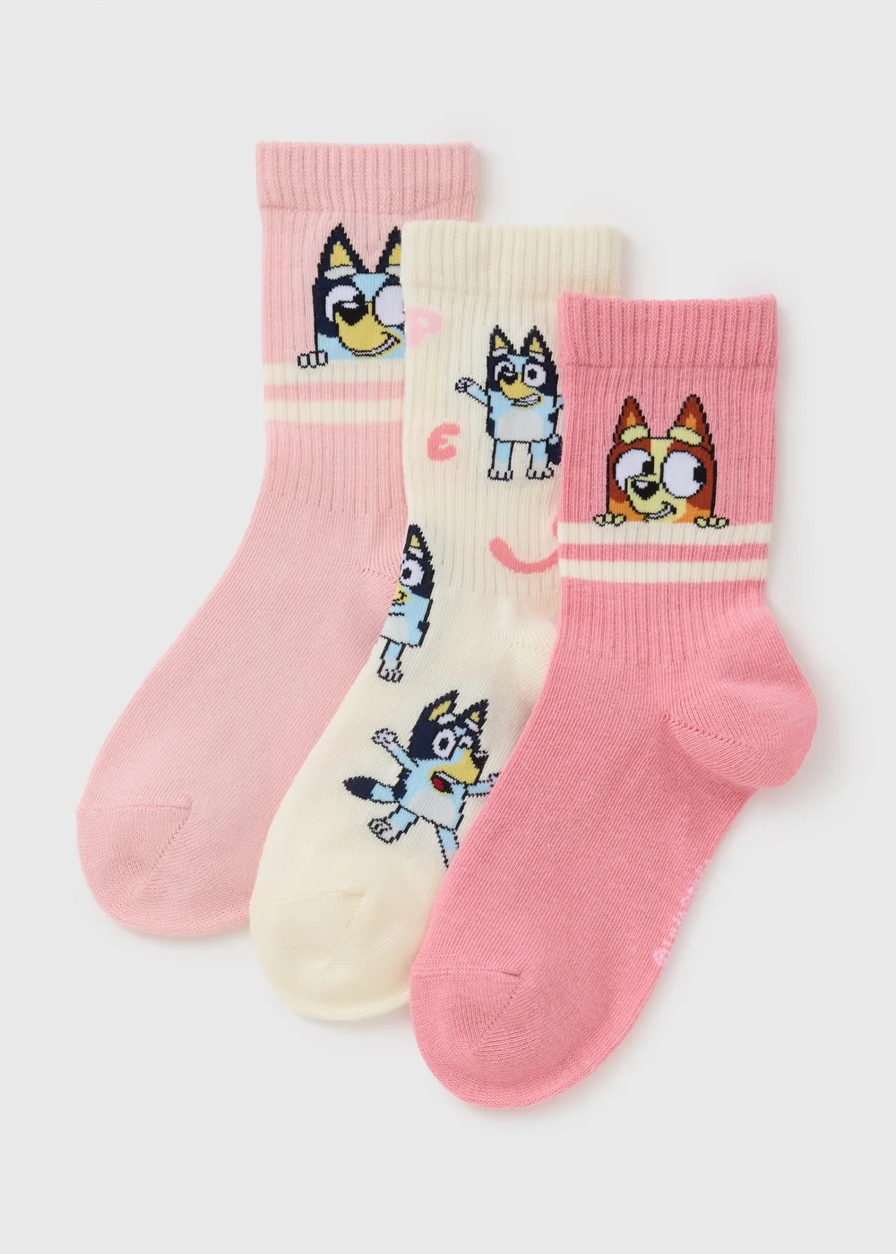 3 Pack Bluey Girls Sports Socks (Younger 6/8.5-Older 4/6.5) - Sizes 6 - 8.5 Image 1