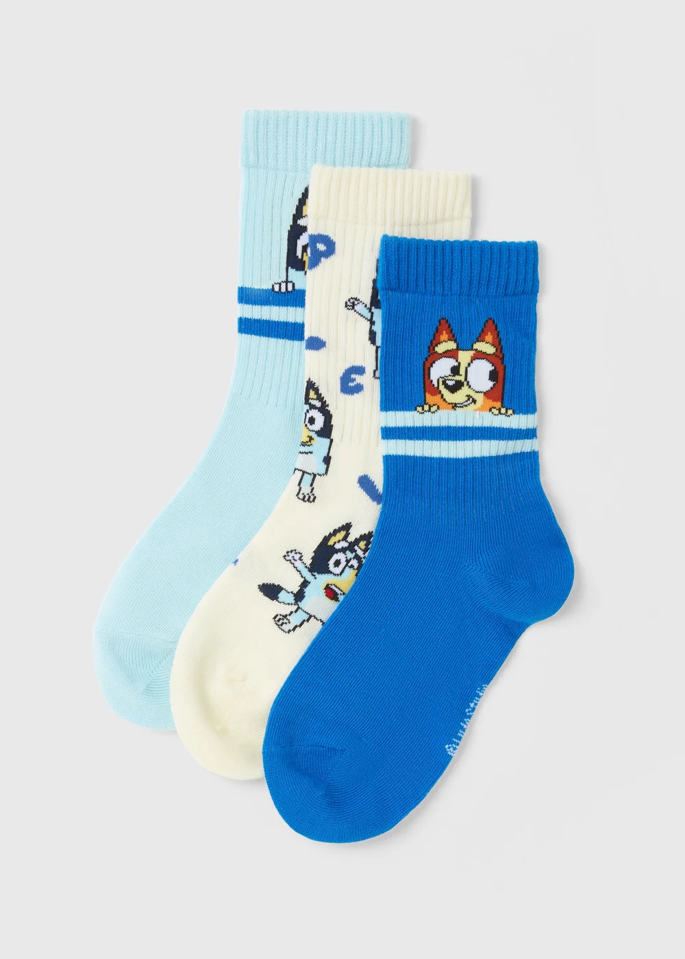 3 Pack Bluey Kids Multicoloured Socks (Younger 6/8.5-Older 4/6.5) - Sizes 6 - 8.5 Image 1