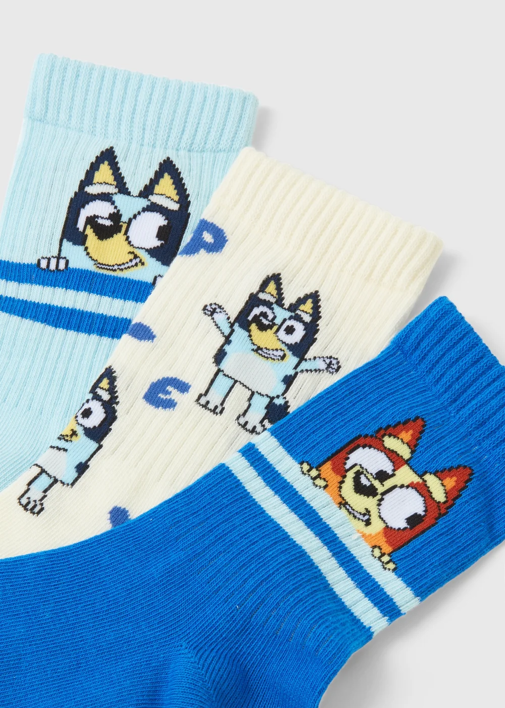 3 Pack Bluey Kids Multicoloured Socks (Younger 6/8.5-Older 4/6.5) - Sizes 6 - 8.5 Image 2