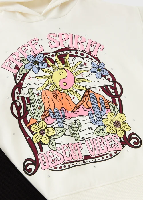 Girls Cream Free Spirit Hoodie & Flare Set (7-15yrs) - Age 7 Years Image 2