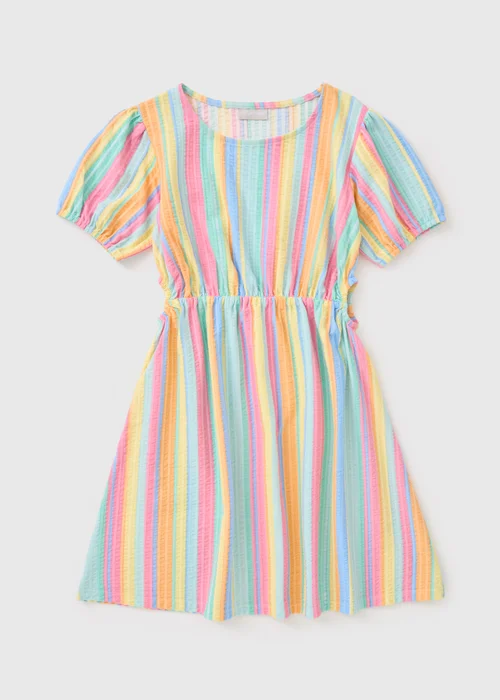 Girls Multicolour Stripe Textured Dress (7-15yrs) - Age 7 Years Image 1