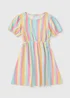 Girls Multicolour Stripe Textured Dress (7-15yrs) - Age 7 Years Image 1