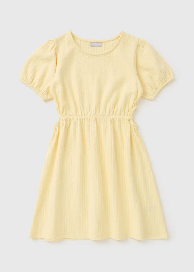 Girls Yellow Textured Dress (7-15yrs)