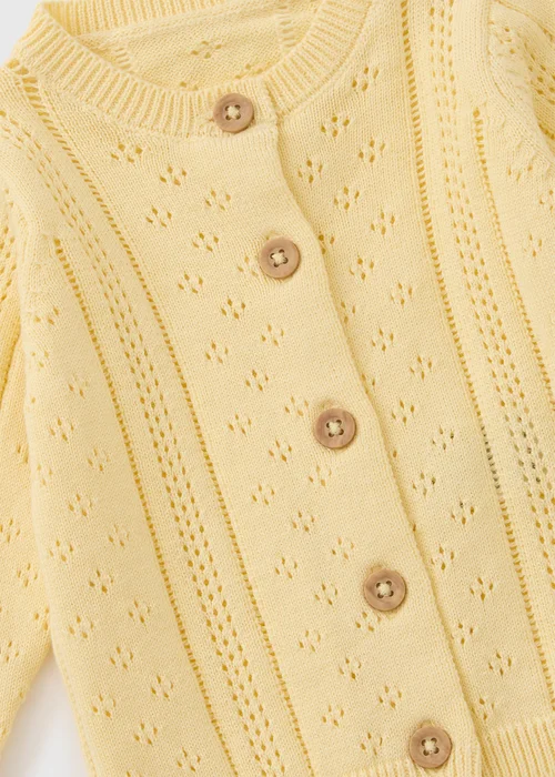 Girls Yellow Stitch Caridgan - Up to 1 Month Image 2