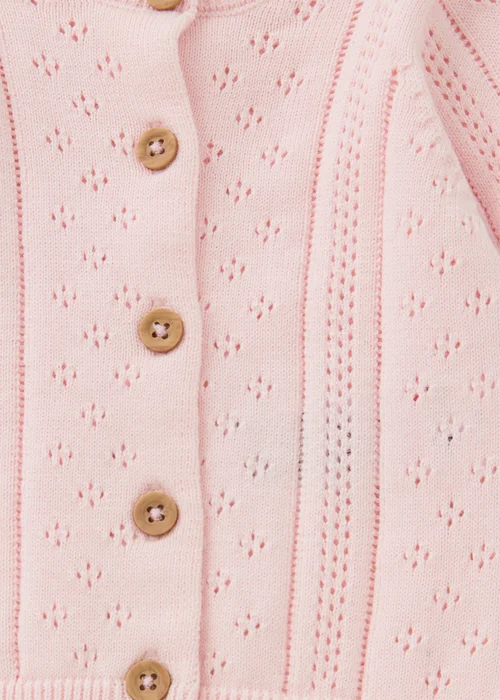 Girls Pink Stitch Cardigan - Up to 1 Month Image 2