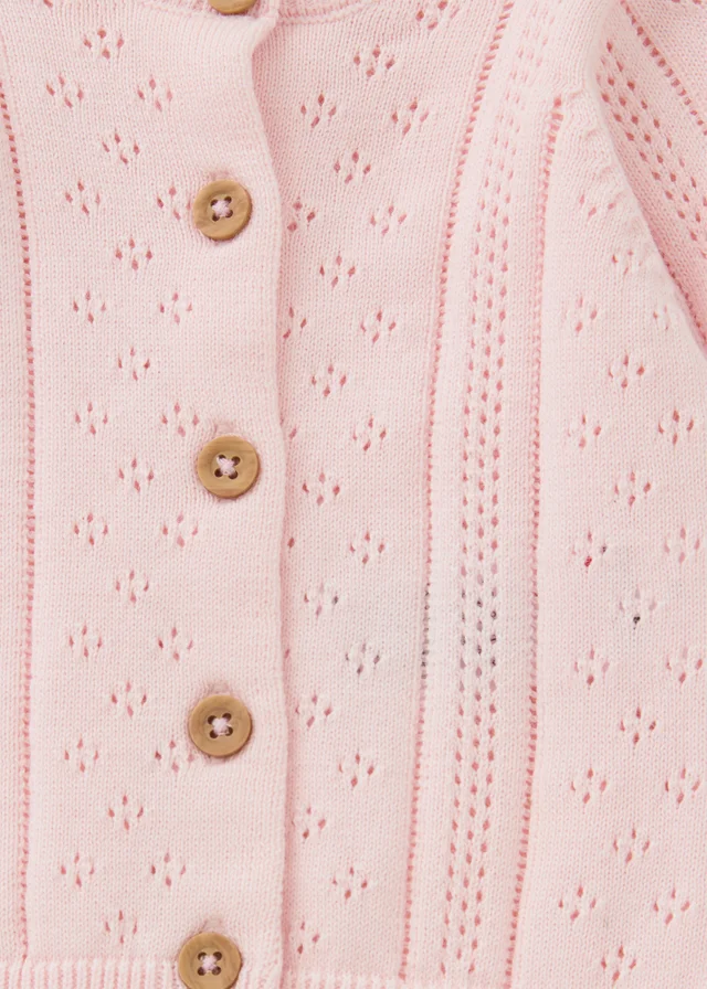 Girls Pink Stitch Cardigan