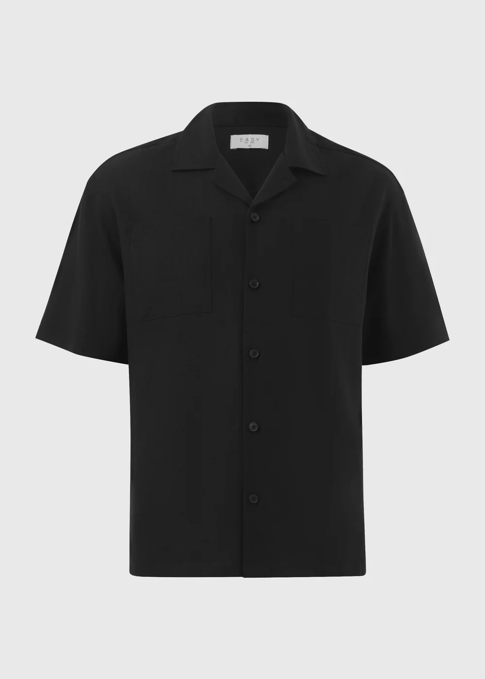 Black Linen Blend Short Sleeve Co Ord Shirt - S Image 1
