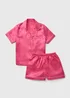 Girls Pink Butterfly Satin Short Pyjama Set (4-13yrs) - Age 4 Years Image 1