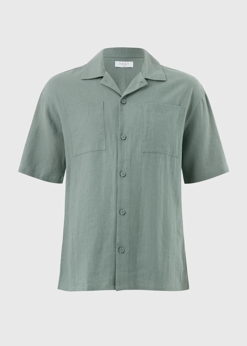 Sage Green Linen Blend Short Sleeve Co Ord Shirt - S Image 1
