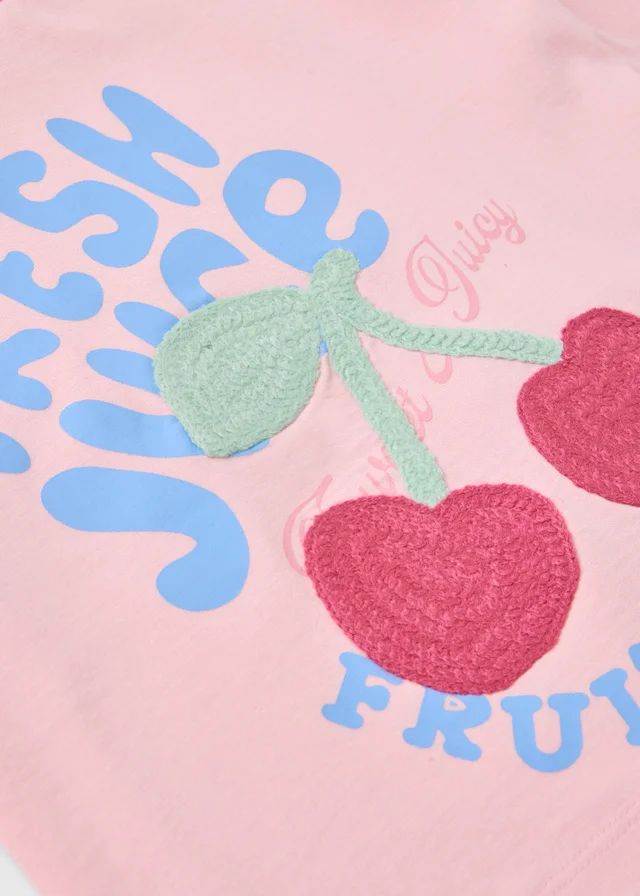 Girls Pink Cherry Check Top & Shorts Set (7-13yrs)