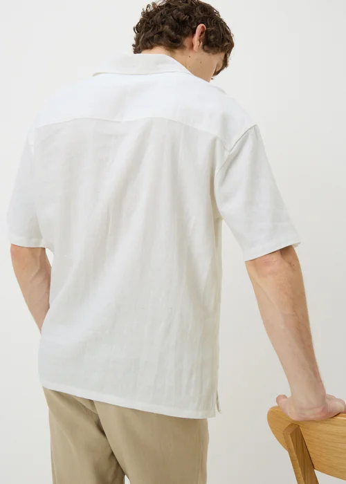 White Linen Short Sleeve Shirt - Small Image 3