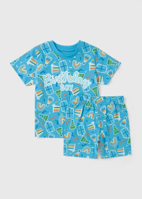 Boys Blue Birthday Boy Short Pyjama Set (1-7yrs) - 1 to 1 half years Image 1