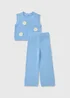 Girls Blue Crochet Daisy Top & Trouser Set (1-7yrs) - 1 to 1 half years Image 1
