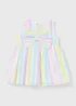 Baby Multicolour Pastel Stripe Bow Dress (Newborn-23mths) - Up to 1 Month Image 1