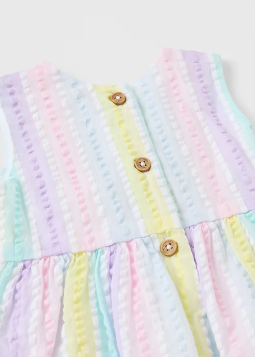 Baby Multicolour Pastel Stripe Bow Dress (Newborn-23mths) - Up to 1 Month Image 2