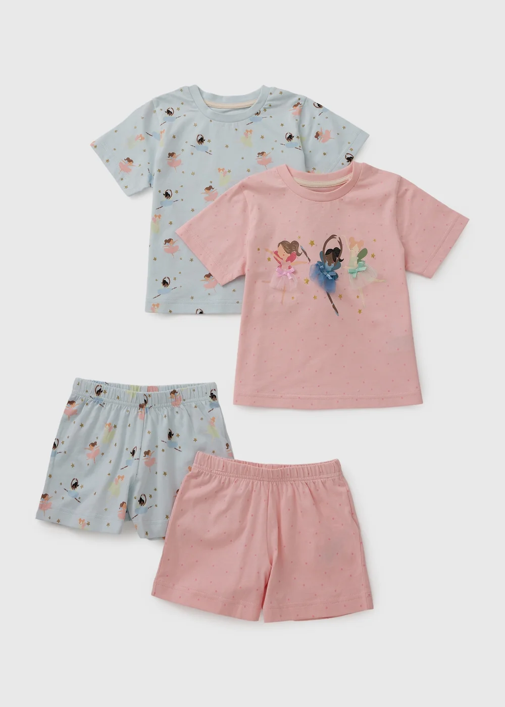 2 Pack Girls Pink Ballerina Pyjama Sets (1-7yrs) - 1 to 1 half years Image 1