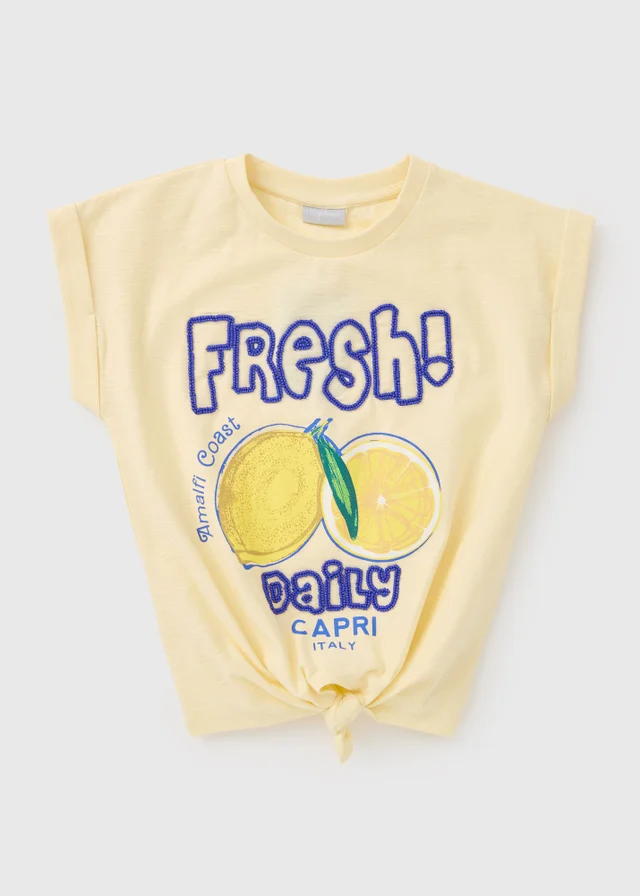Girls Yellow Fresh Lemon T-Shirt