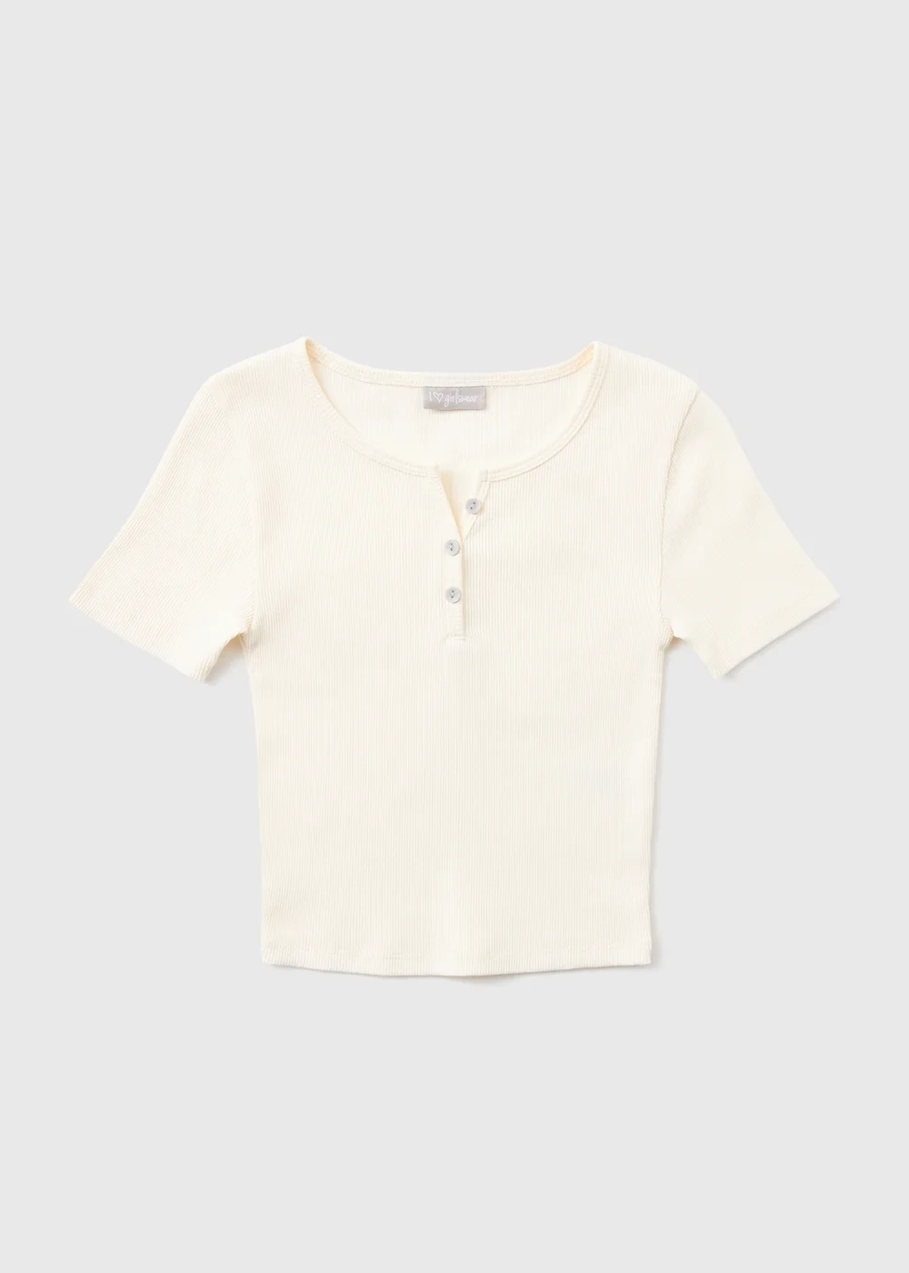 Girls Cream Henley Top (7-15yrs) - Age 7 Years Image 1
